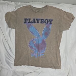 Playboy Kids Tan T-Shirt with Blue Graphic